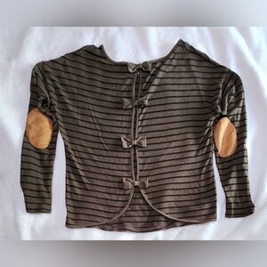Stripped Green And Black Long Sleeve Top, Size Small